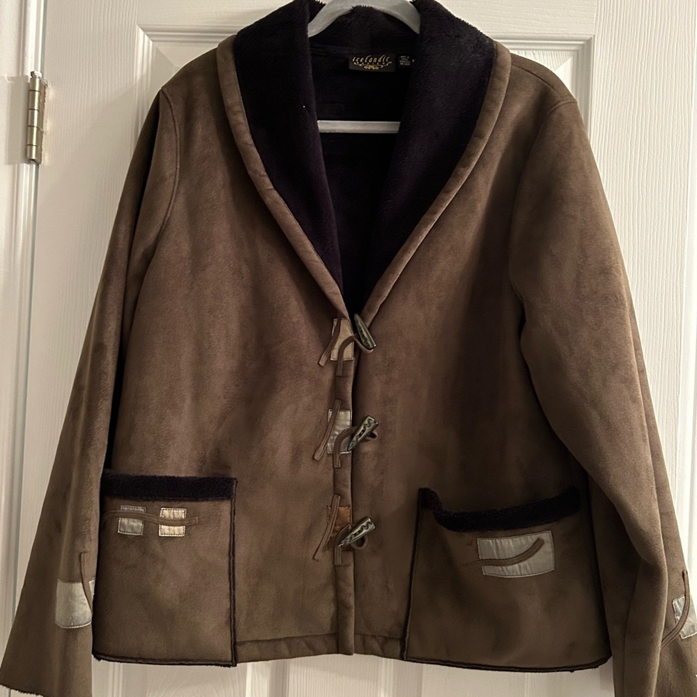 Icelandic Design Jacket / Coat with Geometric cutouts in Olive Green & Black